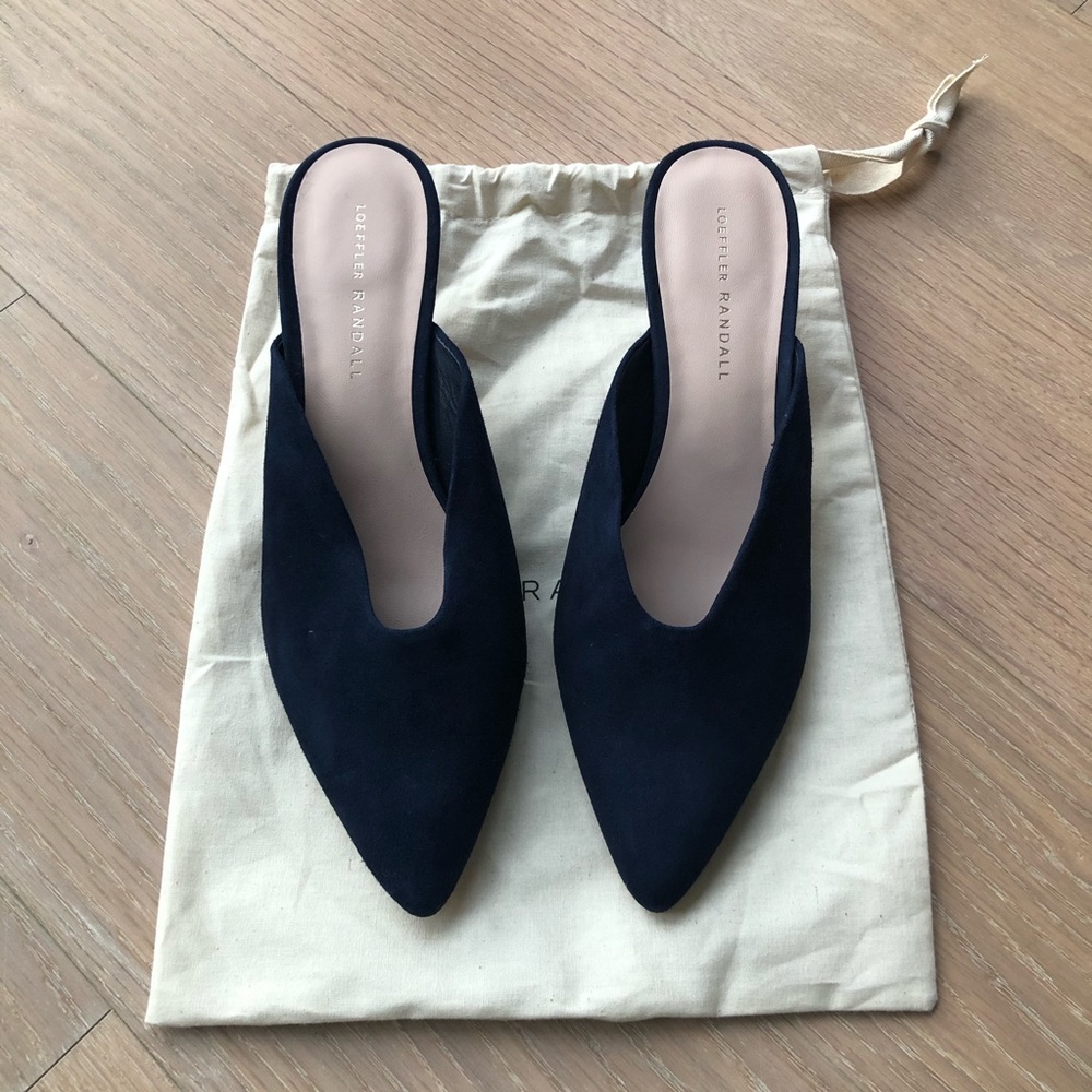 Loeffler Randall Juno Kitten Heel Mules in Navy